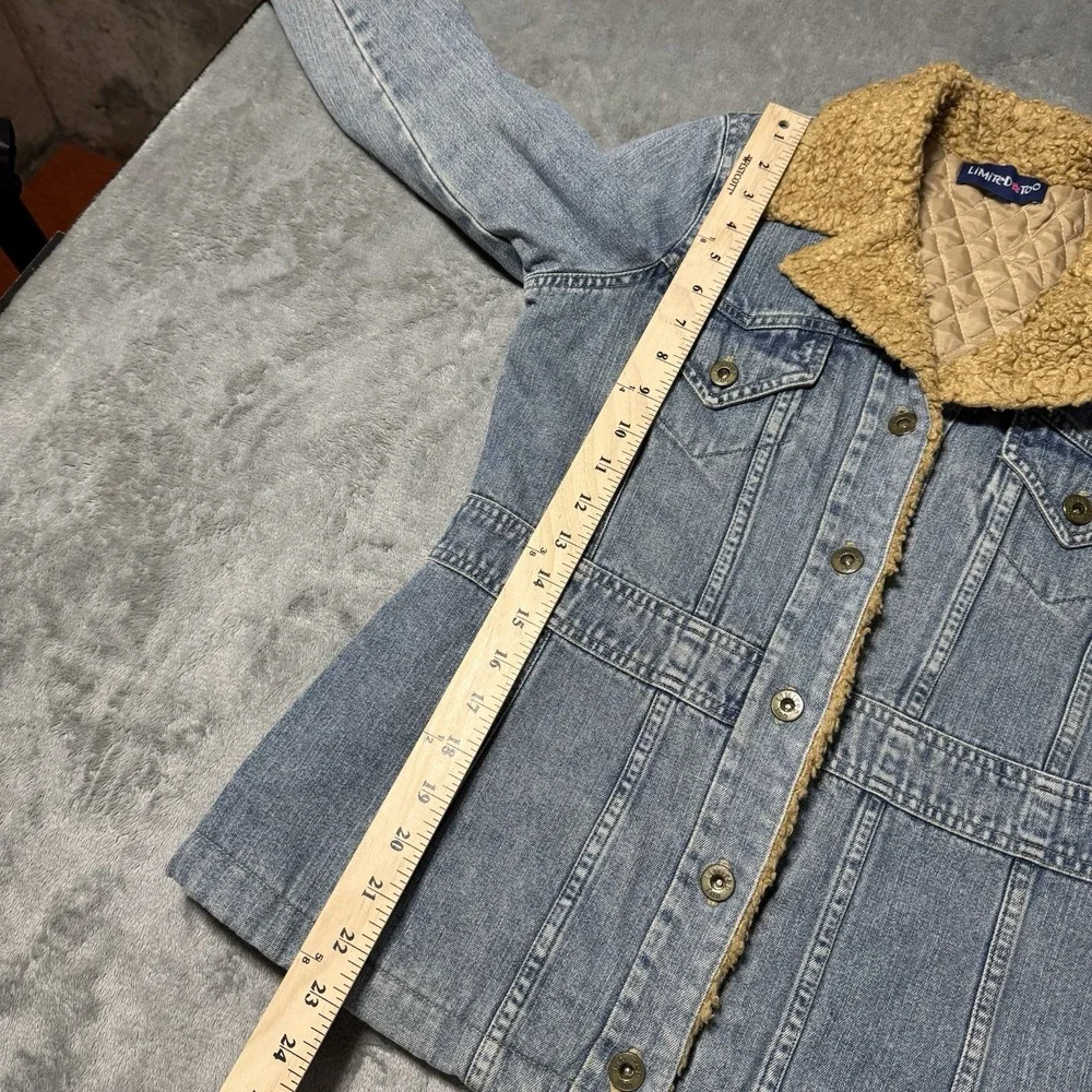 VTG Y2K Limited Too Womens‎ Denim Faux Fur Collared Jacket Size S 18.5x23 Indie